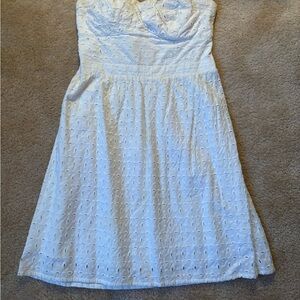 White Eyelet Strapless Dress